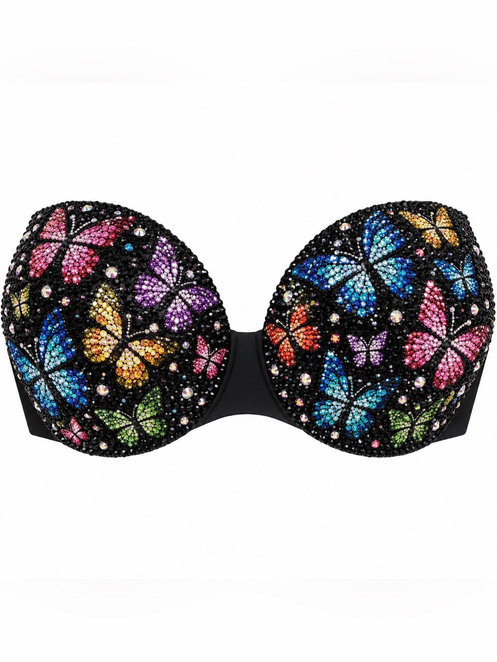 32B Butterfly & MultiColour Crystal Glam Fancy Bling Wireless Bra Top New